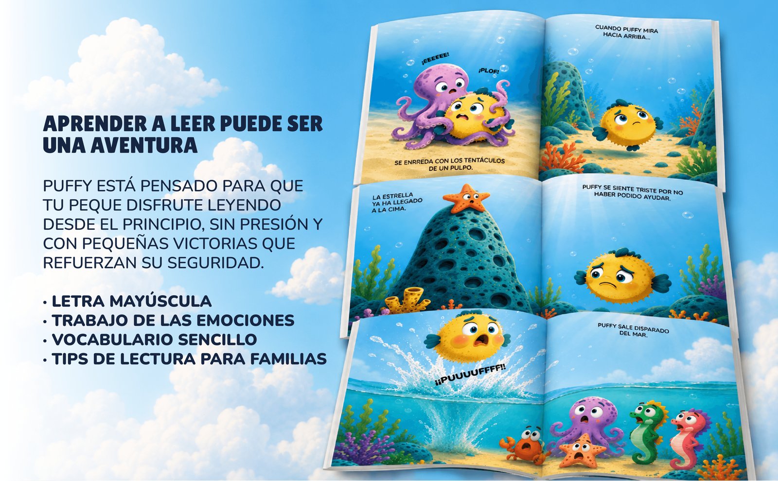 Aprender a leer puede ser una aventura: letra mayúscula, trabajo de las emociones, vocabulario sencillo y tips de lectura para familias.